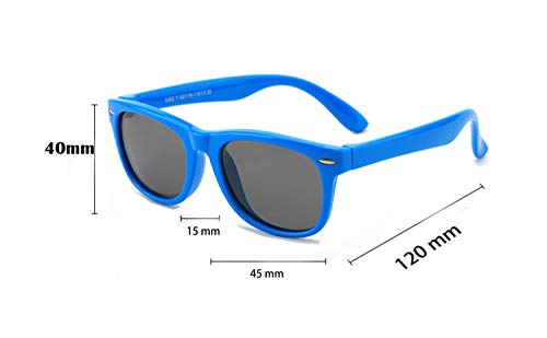 Medidas de Gafas de sol flexibles de goma polarizadas infantiles de 3 a 10 años de edad. FOURCHEN