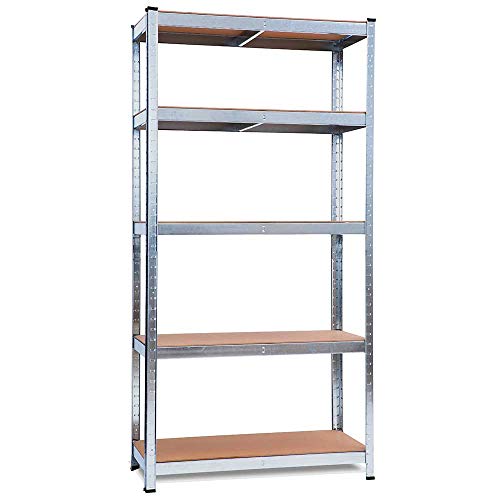 Vista de estantería suelta de Estanterías Modulares (2 uds) y 1 Estantería Esquinera Galvanizadas 5 Baldas Ajustables GH91. Garden House Garage 91