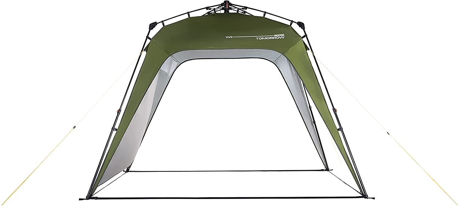 Carpa para Eventos, Festival o Acampada 2,5 x 2,5 x 1,9 m. Instalación muy Fácil, Color Negro, Resistencia a la lluvia. Vista frontal color caqui