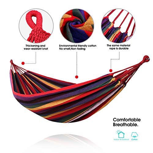 Características de la Hamaca de Algodón para Jardín. Hasta 200 Kg. con Bolsa. Anyoo