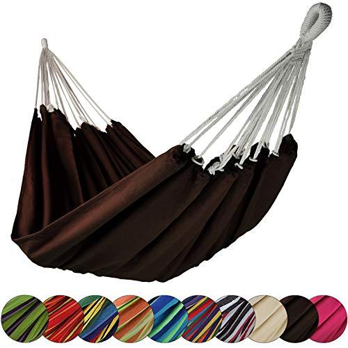 Hamaca Tela Colgante 220 x 170 cm. Capacidad 250 kg. Carga Bolsa Transporte, Color: Chocolate. Ligera BB Sport | maxjardin