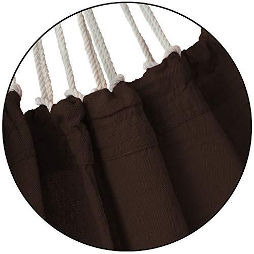 Hamaca Tela Colgante 220 x 170 cm. Capacidad 250 kg. Carga Bolsa Transporte, Color: Chocolate. Ligera BB Sport | maxjardin