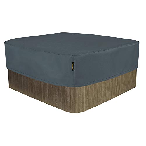 Vista general de Cubierta rectangular para jacuzzi, protección contra el viento y los rayos UV (gris 220 x 220 x 25 cm) Hentex Cover