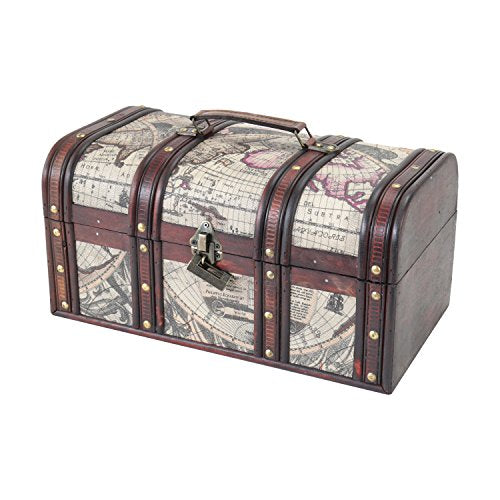 Cofre del Tesoro de Madera con Candado | 38 x 20 x 19 cm | Grande | Cuba. 6410-159. HMF | Detalle vista general | maxjardin