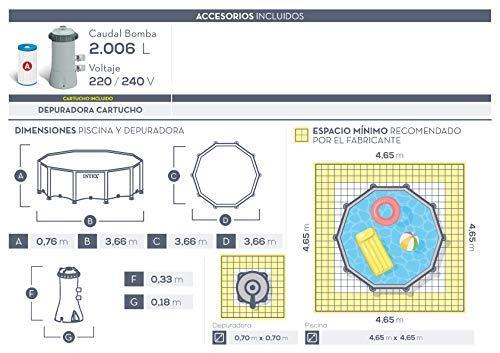 Piscina redonda de sobresuelo, con depuradora, 366 x 76 cm 【6.500 litros】26712NP. Intex