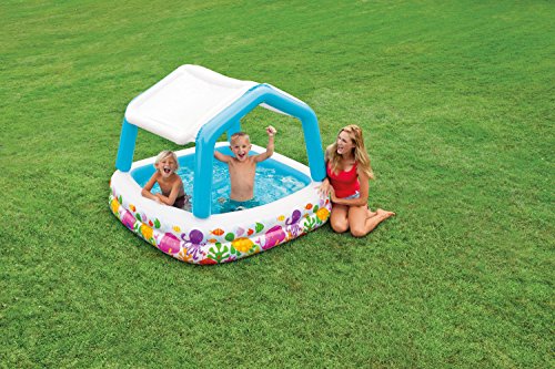 Piscina hinchable infantil con toldo extraíble 157x157x122 cm de 295 litros 57470NP - Intex