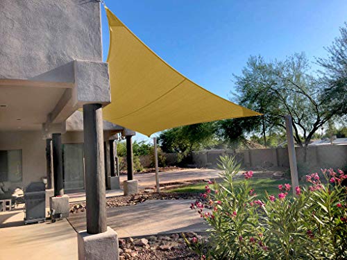 Jardín y patio de chalet con el Toldo Vela Rectangular 4x6 m Transpirable Color Arena | Se instala fácil, Manual y Cuerdas 1,5m x4. JOYARDS