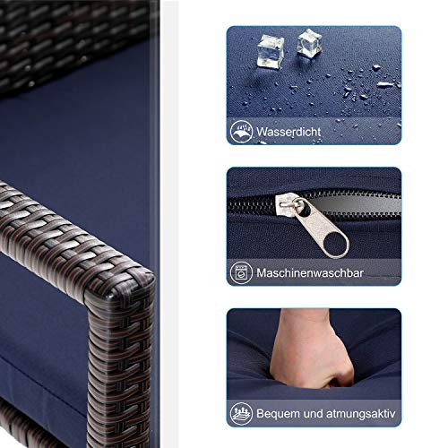 Características del Juego de 2 sillas de jardín con cojín Estructura de Acero estilo de ratán para Exteriores Impermeable a Prueba de óxido. PHIVILLA