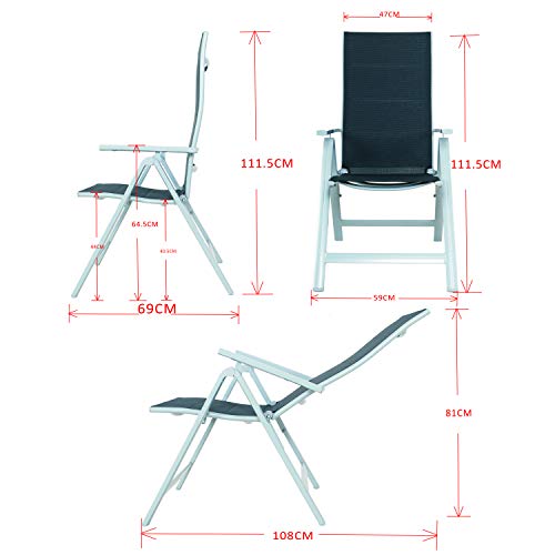 Medidas de silla plegable regulables en 9 posiciones de Chicreat | maxjardin