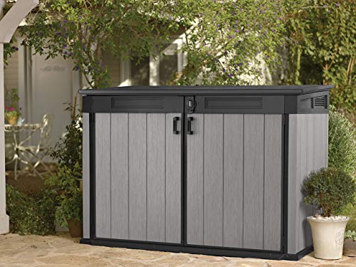 Cobertizo de jardín exterior Duotech Grande Store, 2.020 litros, Color gris. Cobertizo en patio de jardín. Keter