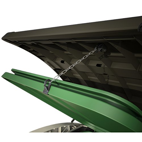 Cobertizo de Jardín Exterior Store It Arc, Capacidad 1200 litros, Color topo y beige. Cadena sujeta tapa del contenedor. Keter | maxjardin