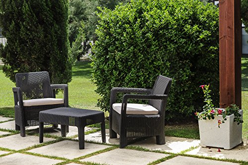 Conjunto muebles grafito Tarifa con cojines incluidos, en terraza.. Balcony Keter