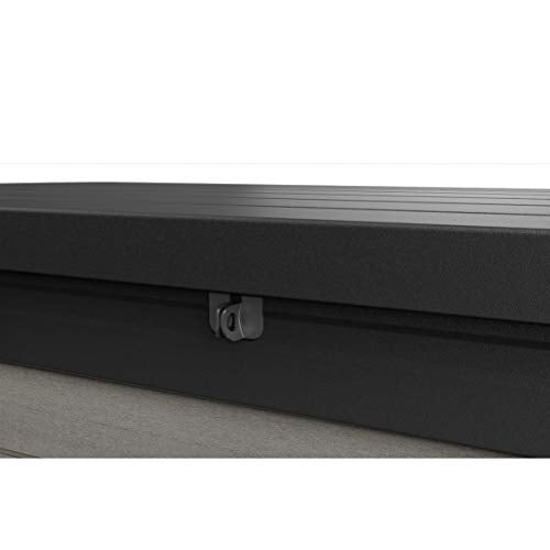 Arcón Exterior Denali 100, 390 litros, gris, 122.9 x 62.1 x 70.6 cm. Keter. Detalle cierre