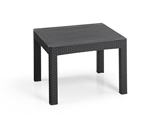 Conjunto jardín 4 plazas. 1 Sofá de 2 plazas + 2 sillones + mesa baja Emma, color grafito. Vista de mesa. Keter