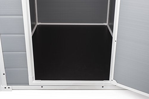 Caseta de jardín con suelo Manor 4X6 S Shed, sistema de ventilación, puerta y ventana, resistente al agua, color gris. 198x192x130 cm. Detalle suelo incluido. Keter