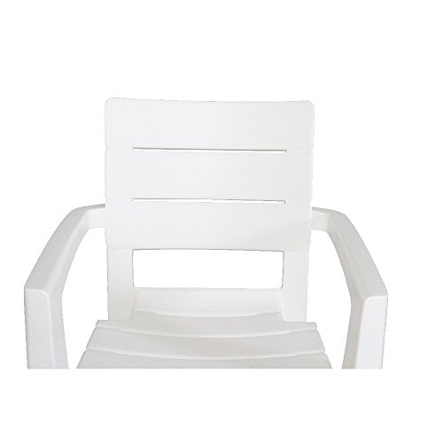 Detalle del respaldo de la Silla de jardín exterior apilable Ibiza, Color blanco. Keter