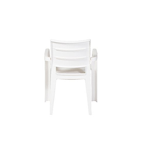 Vista posterior de la Silla de jardín exterior apilable Ibiza, Color blanco. Keter