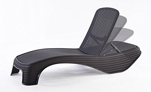 Tumbona para jardín de bonito diseño Keter Atlantic color grafito de rattan. Respaldo reclinable