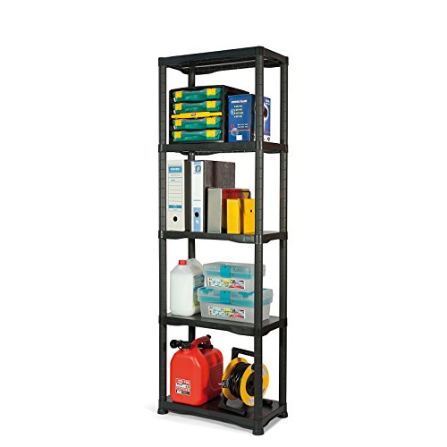 Ejemplo de uso de la estantería de plástico con 5 baldas. Hecha en España. 635. Tayg