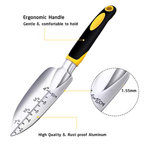 Detalles de una herramienta del Kit Herramientas Jardinería x3 Pzs. de Aluminio: Podadora, Paleta y Trasplantadora y 10 etiquetas para plantas. AGAKY
