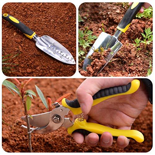 Diversos usos del Kit Herramientas Jardinería x3 Pzs. de Aluminio: Podadora, Paleta y Trasplantadora y 10 etiquetas para plantas. AGAKY