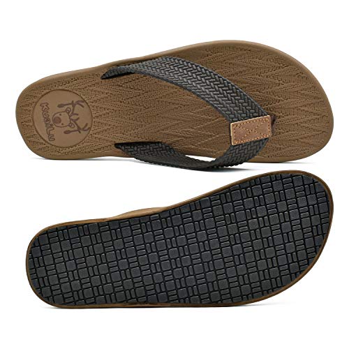 Chanclas para Hombre para Verano en Playa o Piscina muy Comodas de Goma. Vista cenital y suela. KuaiLu