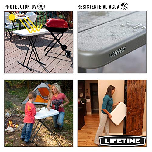 Usos variados de la Mesa plegable multiusos ultrarresistente 66x46x61/66/71 cm UV100. 80251 LIFETIME