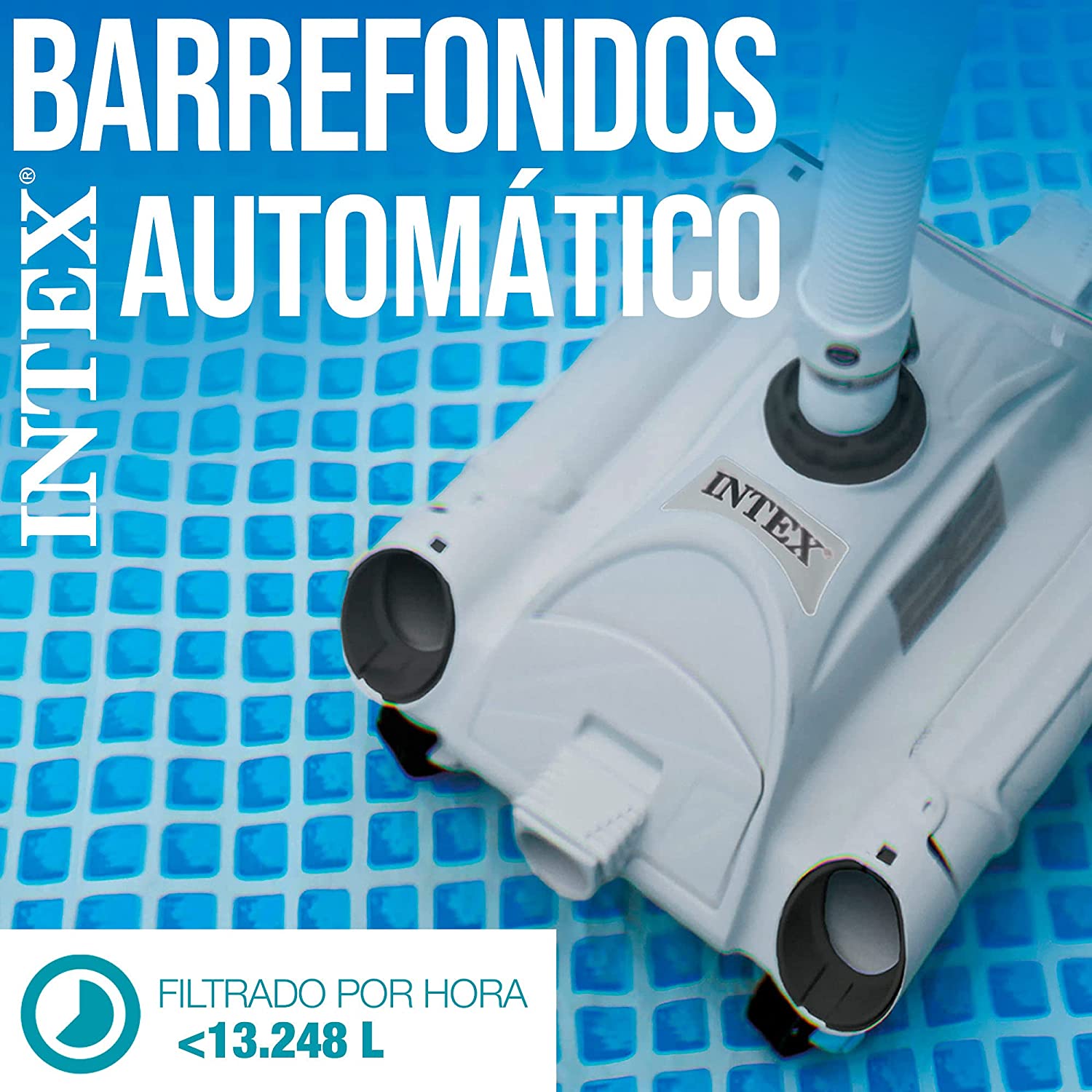 Filtrado por hora 13.248 litros del Potente limpiador automático para pisos de piscinas para accesorios de manguera de 38 mm. 28001. Auto Pool Cleaner. Intex