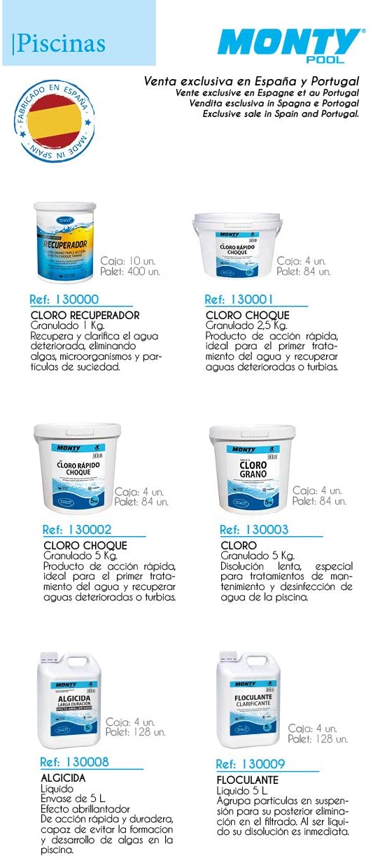 Cloro en tabletas de 20 gr para Mini Piscinas de 5 Funciones de 1 kg. Gama de. productos 1. LOLAhome