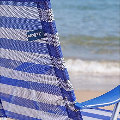 Detalle de marca de Pack de 2 sillas de Playa Convertibles en Cama de Aluminio y textileno (Azul Marino). LOLAhome