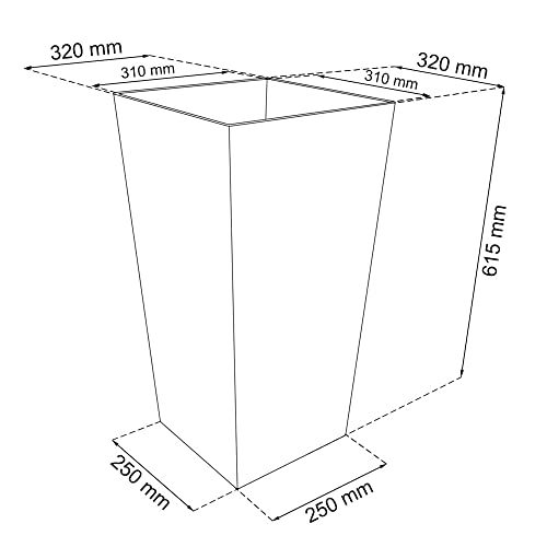 Medidas de maceta alta cuadrada blanca Prosperplast