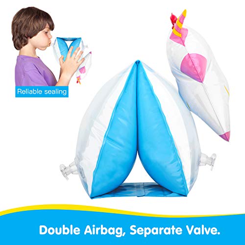 HeySplash Banda de Brazo Inflatable para Niños, Mangas de Flotación Flotadores de PVC Tubo de Agua de Natación Flotadores de Brazo Lindo para Natación, Recreacion Acuatica - Unicornio | maxjardin