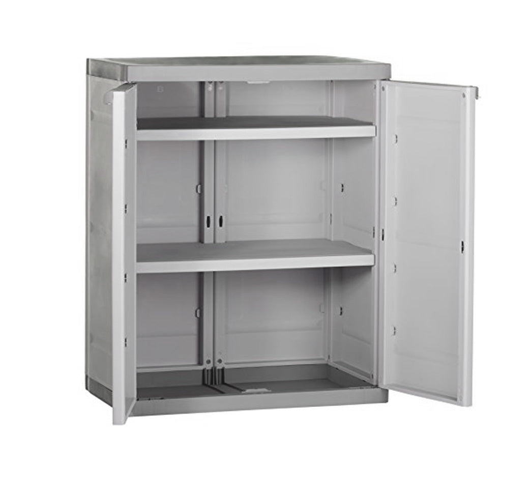 Puertas abiertas del Armario bajo de Resina Hecho en España con 2 Puertas plastek 88 x 70 x 44 cm. M282968. Plastiken