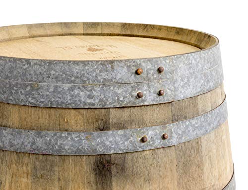 Detalle de la Mesa Barril mesa en madera de roble con 225 litros, natural (con fijación de anillos). Temesso | maxjardin