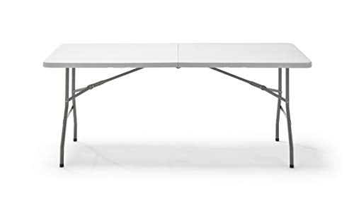 Vista frontal de la Mesa Plegable en maleta Multifuncional, 180x74x74cm, Blanco, KG Folding 180. KG KitGarden