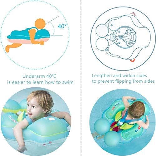 Flotador para bebé para aprender Natación con Cintura Ajustable (Azul, L) Myir Jun