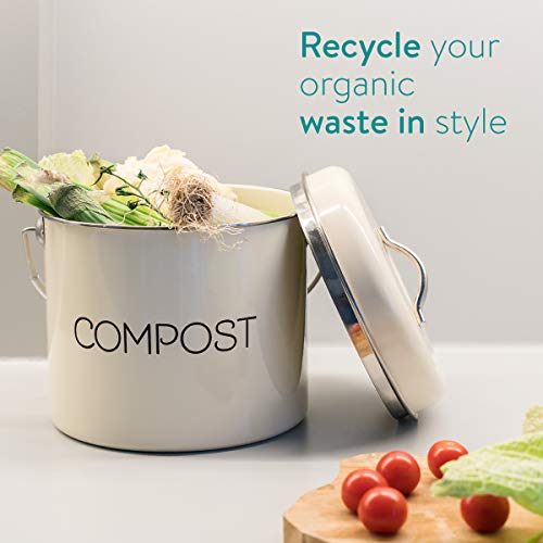 Recicla tu materia orgánica con Cubo de Metal para Compost Navaris | maxjardin