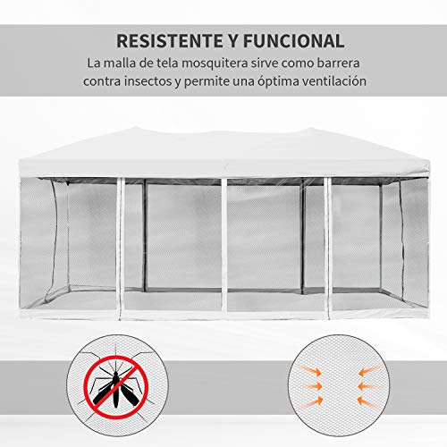 Carpa 6x3m Plegable con 6 Cortinas Mosquitera y Bolsa Transporte. Resistente y funcional. Outsunny