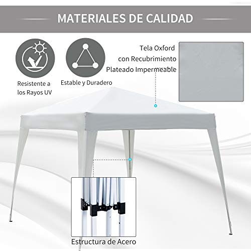 Carpa Plegable 3x3m de Acero y Cubierta de Tela Oxford Blanco. Materiales de calidad. Outsunn