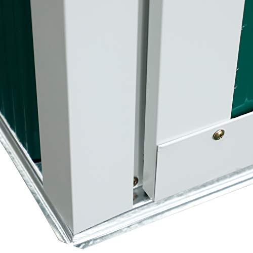 Detalle inferior del Cobertizo Caseta de jardín de Acero Galvanizado para Herramientas con una Puerta 143x89x186cm. Outsunny