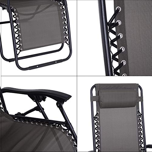 Conjunto de 1 Mesa y 2 Tumbonas Set Exteriores Plegable y Portátil para Jardín Playa Relajante con Respaldo Reclinable Textilene Acero Gris. Vista general. Características. Outsunny