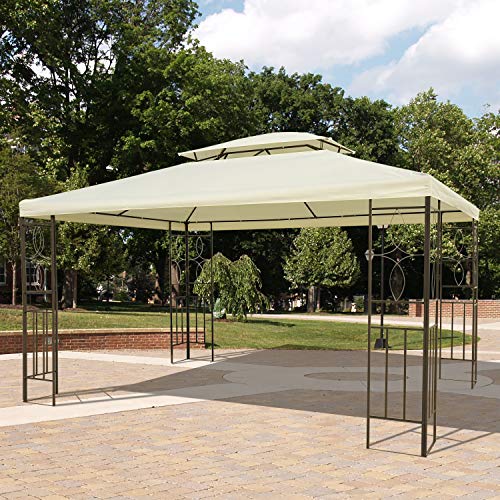 Cenador Carpa 3x4x2.65m, Protección UV, Repele el agua, Acero galvanizado. Outsunny. Detalle ambiente patio exterior