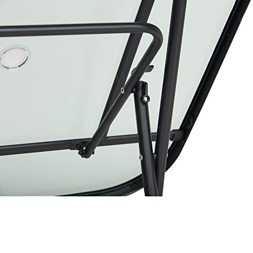 Detalle de estructura plegable de Comedor para Jardín o interior con 4 Sillas y 1 Mesa Plegables. Muebles de Exterior para Terraza y mesa con Orificio para Sombrillas. Outdoor. Outsunny