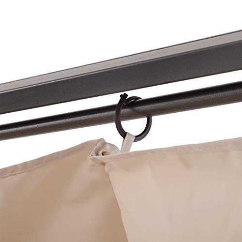 Detalle de la argolla del toldo de la Pérgola Metal 3x3m con Techo Retráctil Tela Poliéster Resistente al Agua y UV. Outsunny