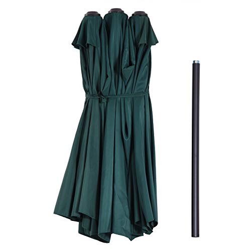 Vista plegada del Parasol Doble Grande 4,6x2,7m para Jardín Patio con Manivela Manual Resistente al Agua y Protección Solar UV para Terraza Playa Piscina Verde. Outsunny