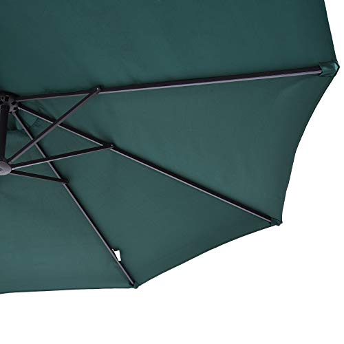 Vista de estructura del Parasol Doble Grande 4,6x2,7m para Jardín Patio con Manivela Manual Resistente al Agua y Protección Solar UV para Terraza Playa Piscina Verde. Outsunny