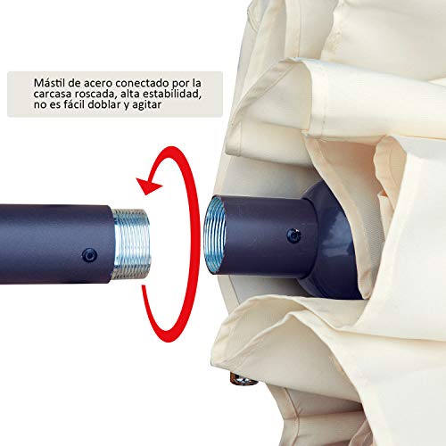 Unión con rosca del Parasol sombrilla Doble, Tela de Poliéster, Protección UV 4.6x2.7x2.4m Beige. Outsunny