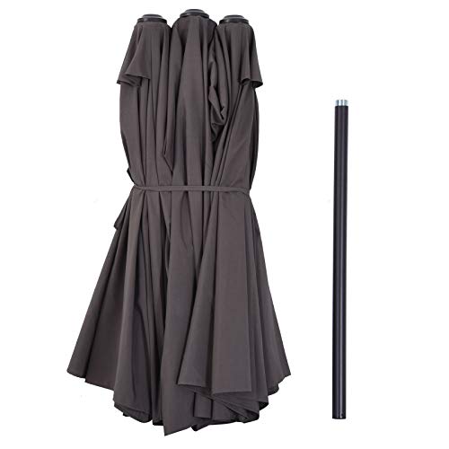 Toldo plegado y mástil del Parasol Sombrilla Doble Tela de Poliéster Protección Solar UV 4.6x2.7x2.4m Gris. Outsunny