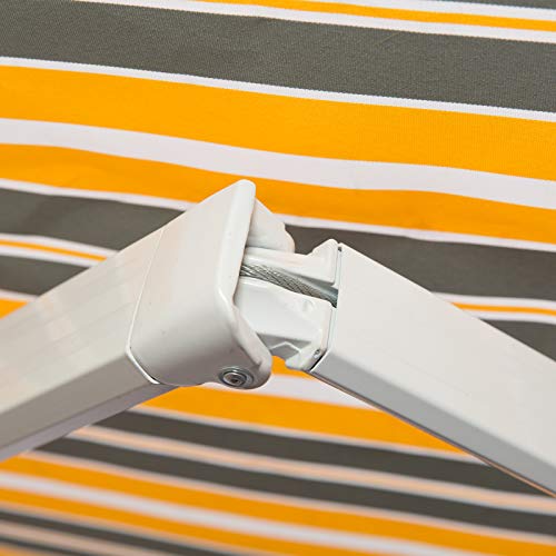 Detalle del codo del brazo del Toldo de Aluminio Plegable para Balcón Patio Terraza Resistente al Agua Protección Solar UV para Jardín Exterior 3.5x2.5m Aluminio Acero Tela de Poliéster. Con Manivela. Outsunny