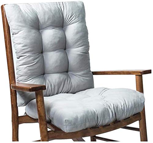 Vista en detalle del Pack 2 Cojines Cómodos con Respaldo para mecedoras, bancos terraza o silla en Interior y Exterior. (Gris). LEMON TREE